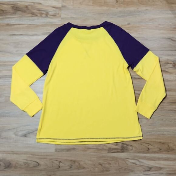 💜Yellow & Purple Colorblock Raglan Long Sleeve Top Medium - Picture 4 of 11